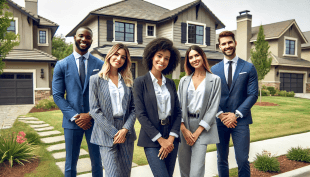 Our team of real estate agents standing outside homes
